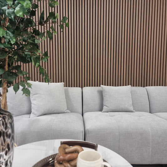 Pack Of 2 Real Wood Acoustic Slat Wall Panels (Walnut) – Main Wood Slat Wall Panel View | Starlight Distribution