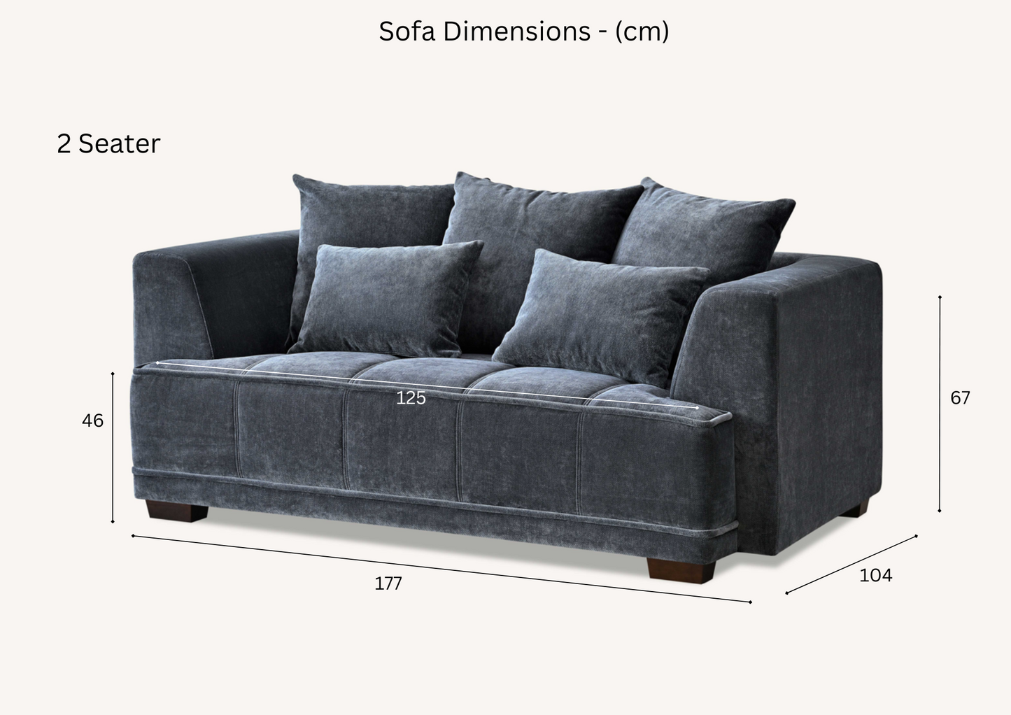 Aluxo Gramercy 3+2 Seater in Steel Velvet (PROMOTION)