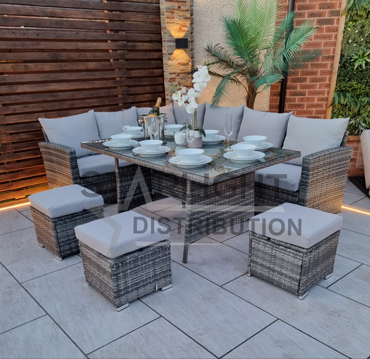 Myla 9 Seater Rattan Garden Furniture Set – Table Top & Frame Structure View