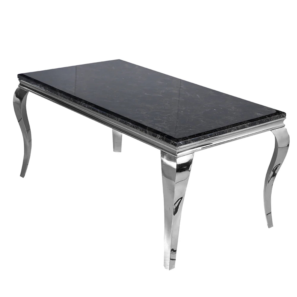 Trafalgar Solid Marble Dining Table Chrome.        (Tabletop Colour Options Available)