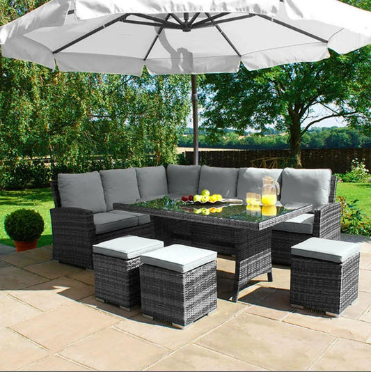 Myla 9 Seater Rattan Garden Furniture Set – Close Up Cushion & Material Texture Detail