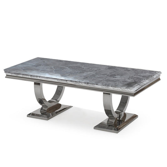 Arianna Chrome Coffee Table – Close Up Chair Fabric & Leg Detail