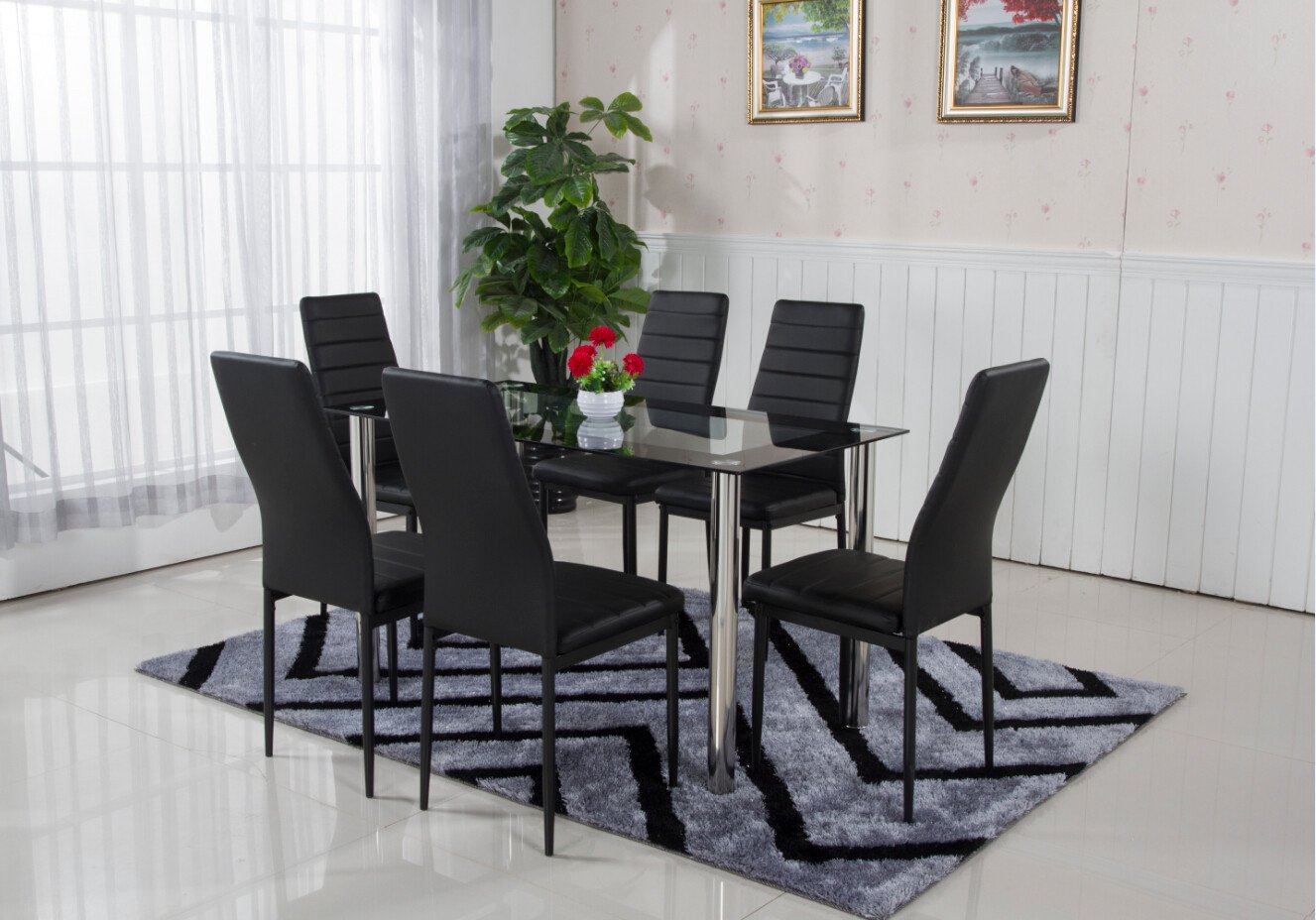 Amalfi 6 seater dining set Black