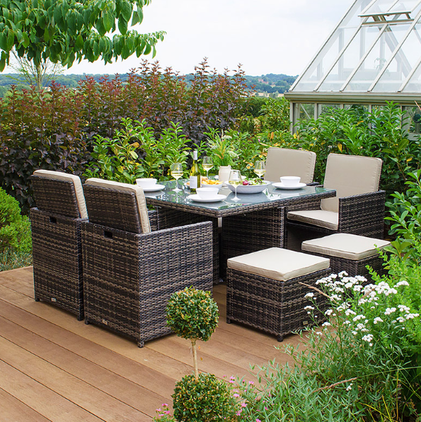 8 Seater Cubed Rattan Garden Furniture Set