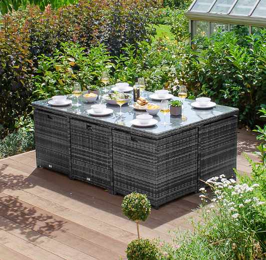 10 Seater Cubed Rattan Garden Furniture Set – Close Up Cushion & Material Texture Detail