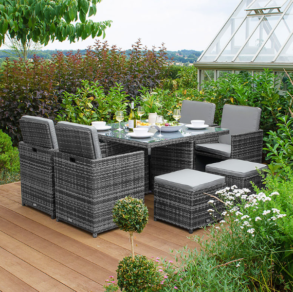 8 Seater Cubed Rattan Garden Furniture Set