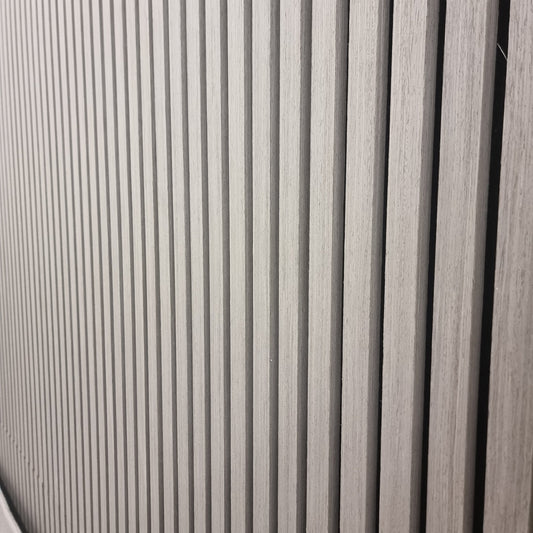 Pack Of 2 Real Wood Acoustic Slat Wall Panels (Ash Grey) – Close Up Wood Grain Finish & Felt Backing Detail