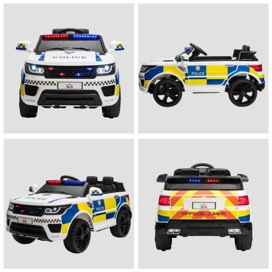 12V Ride-On Police Car with Bluetooth, Lights, and Sirens