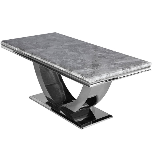 Arial Solid Marble Dining Table Chrome