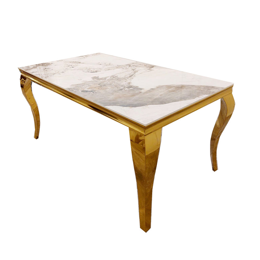 Trafalgar Solid Marble Dining Table Gold