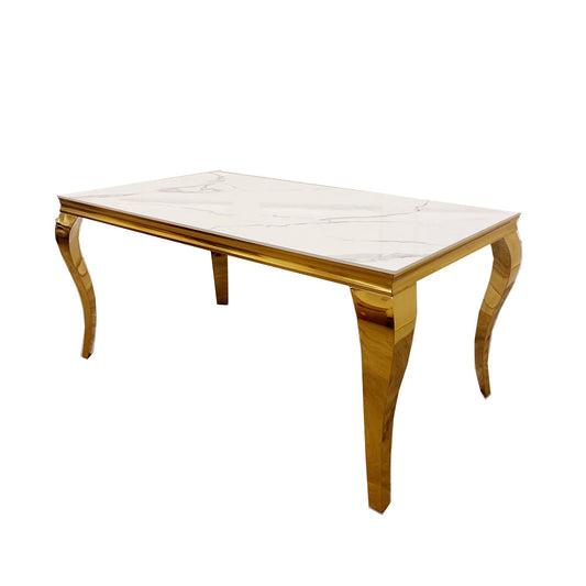Trafalgar Solid Marble Dining Table Gold