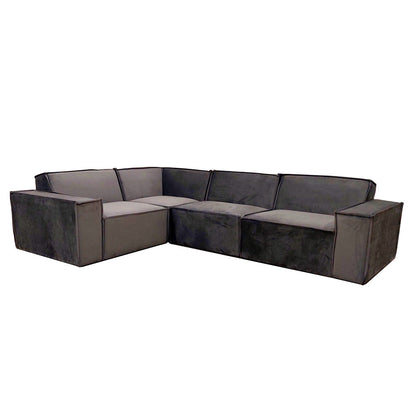 Aluxo Midland Corner Sofa Steel Velvet