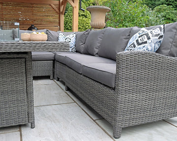 Paris 9 Seater Rattan Garden Furniture Set With FIREPIT Table