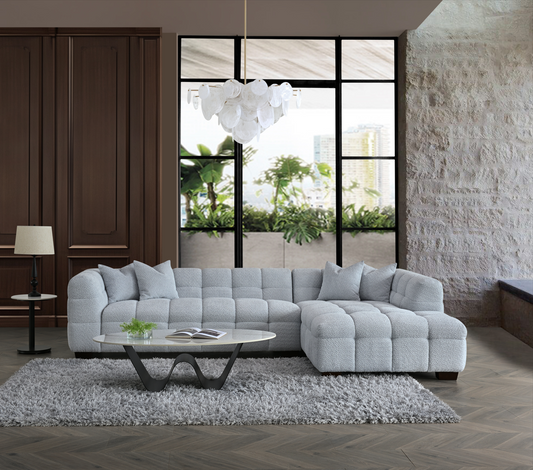 Aluxo Tribeca Corner Boucle Fabric Sofa Right Hand – Close Up Fabric & Upholstery Texture Detail
