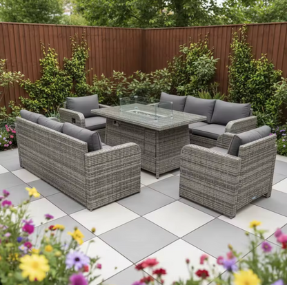 Sienna Recliner Rattan Garden Furniture Set With Firepit Table – Close Up Cushion & Material Texture Detail
