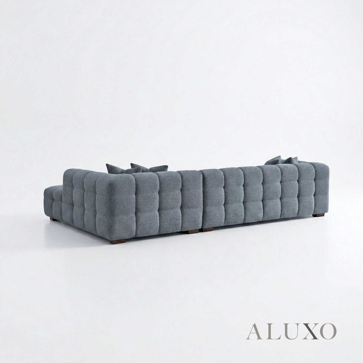 Aluxo Tribeca Bubble Right Hand Facing (RHF) Corner Sofa – Iron Grey Bouclé – Alternative Angle Showing Full Arrangement and Seating Capacity