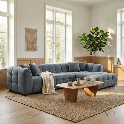 Aluxo Tribeca Bubble Right Hand Facing (RHF) Corner Sofa – Iron Grey Bouclé