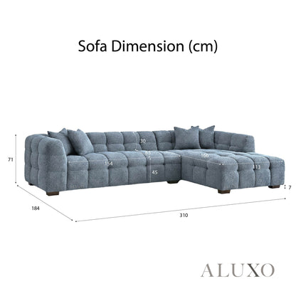 Aluxo Tribeca Bubble Right Hand Facing (RHF) Corner Sofa – Iron Grey Bouclé