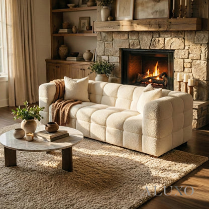 Aluxo Tribeca Bubble 3 Seater Sofa – Oatmeal Beige Bouclé