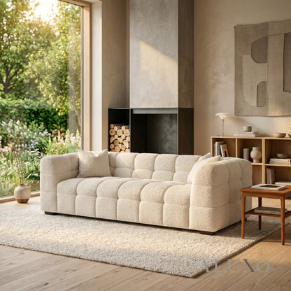 Aluxo Tribeca Bubble 3 Seater Sofa – Oatmeal Beige Bouclé