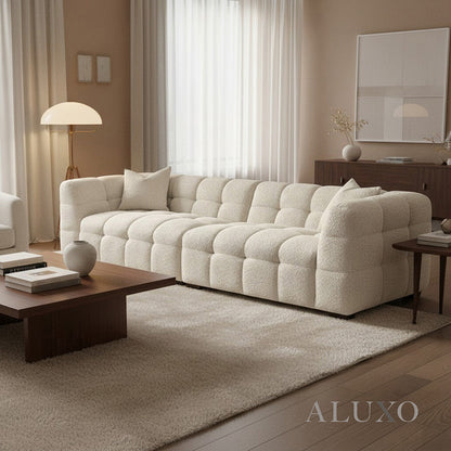 Aluxo Tribeca Bubble 4 Seater Large Sofa – Oatmeal Beige Bouclé