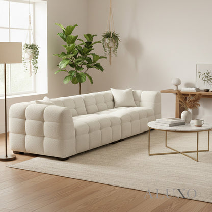 Aluxo Tribeca Bubble 4 Seater Large Sofa – Oatmeal Beige Bouclé
