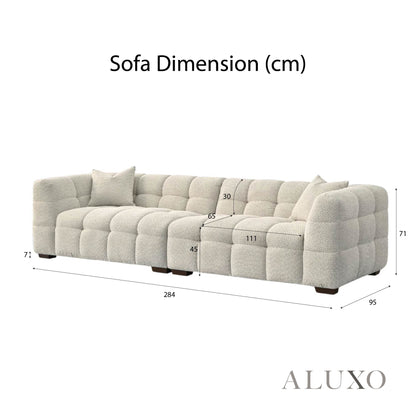 Aluxo Tribeca Bubble 4 Seater Large Sofa – Oatmeal Beige Bouclé