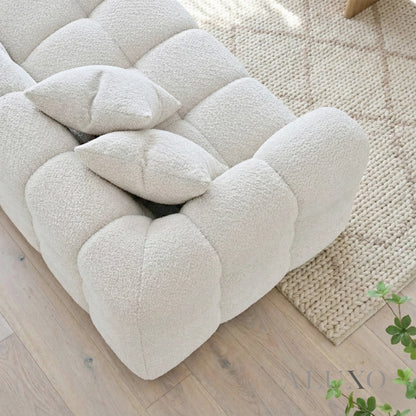 Aluxo Tribeca Bubble Left Hand Facing (LHF) Corner Sofa – Oatmeal Beige Bouclé