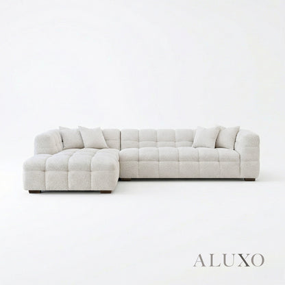 Aluxo Tribeca Bubble Left Hand Facing (LHF) Corner Sofa – Oatmeal Beige Bouclé