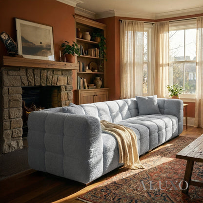Aluxo Tribeca Bubble 4 Seater Large Sofa – Pearl Bouclé
