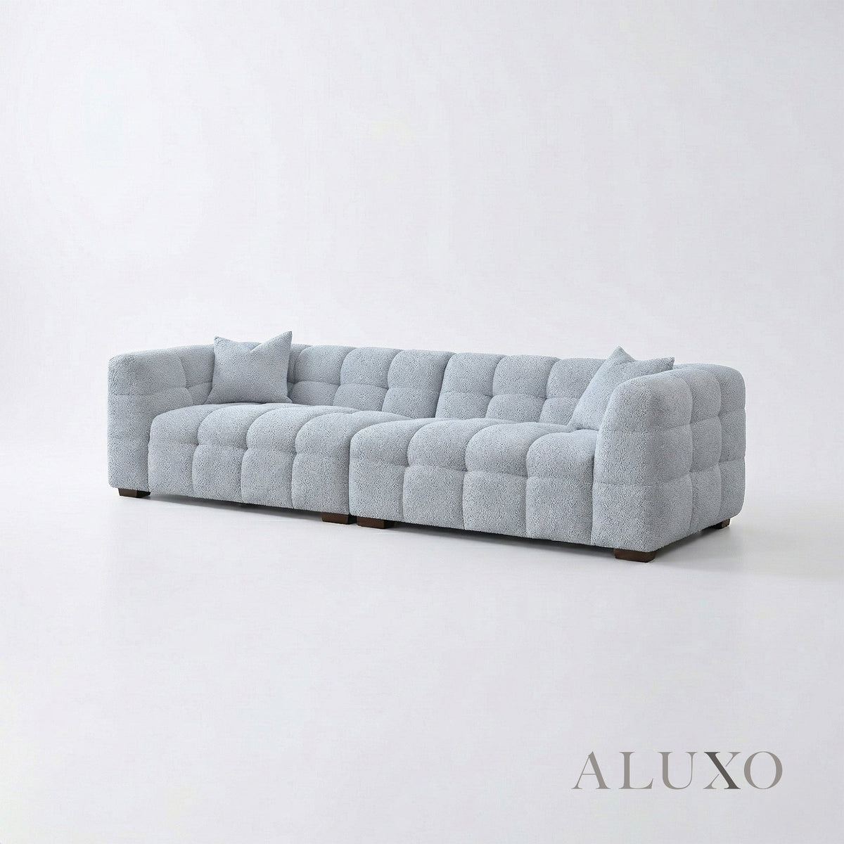 Aluxo Tribeca Bubble 4 Seater Large Sofa – Pearl Bouclé – Dimension & Seating Comfort View