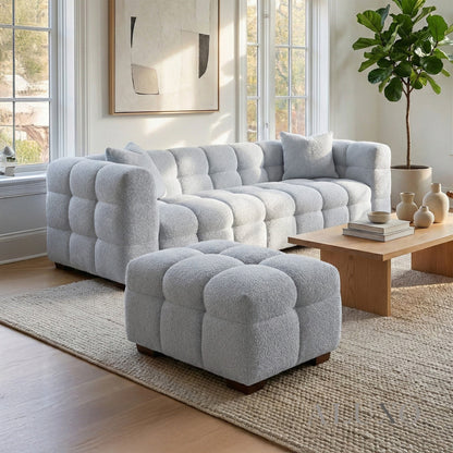 Aluxo Tribeca Bubble Matching Footstool – Pearl Bouclé