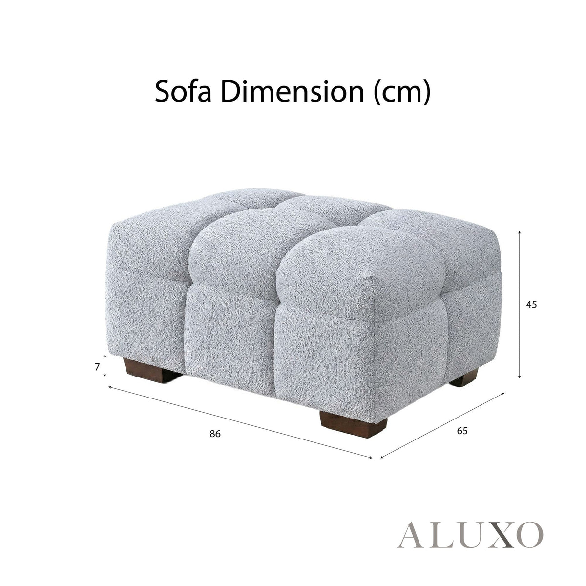 Aluxo Tribeca Bubble Matching Footstool – Pearl Bouclé – Rear & Profile Structure View