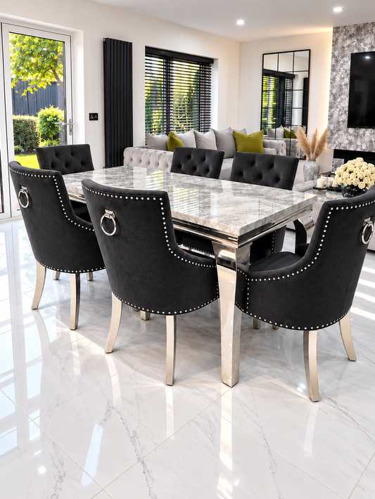 Louis Trafalgar Marble Dining Set –  6 Seater View in Dining Room | Starlight Distribution