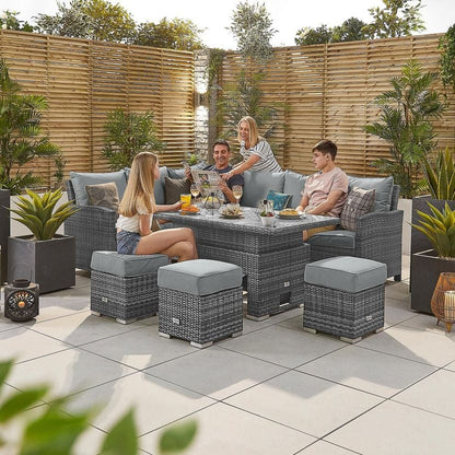 Myla 9 Seater Rattan Garden Furniture Set With Rise & Fall Table