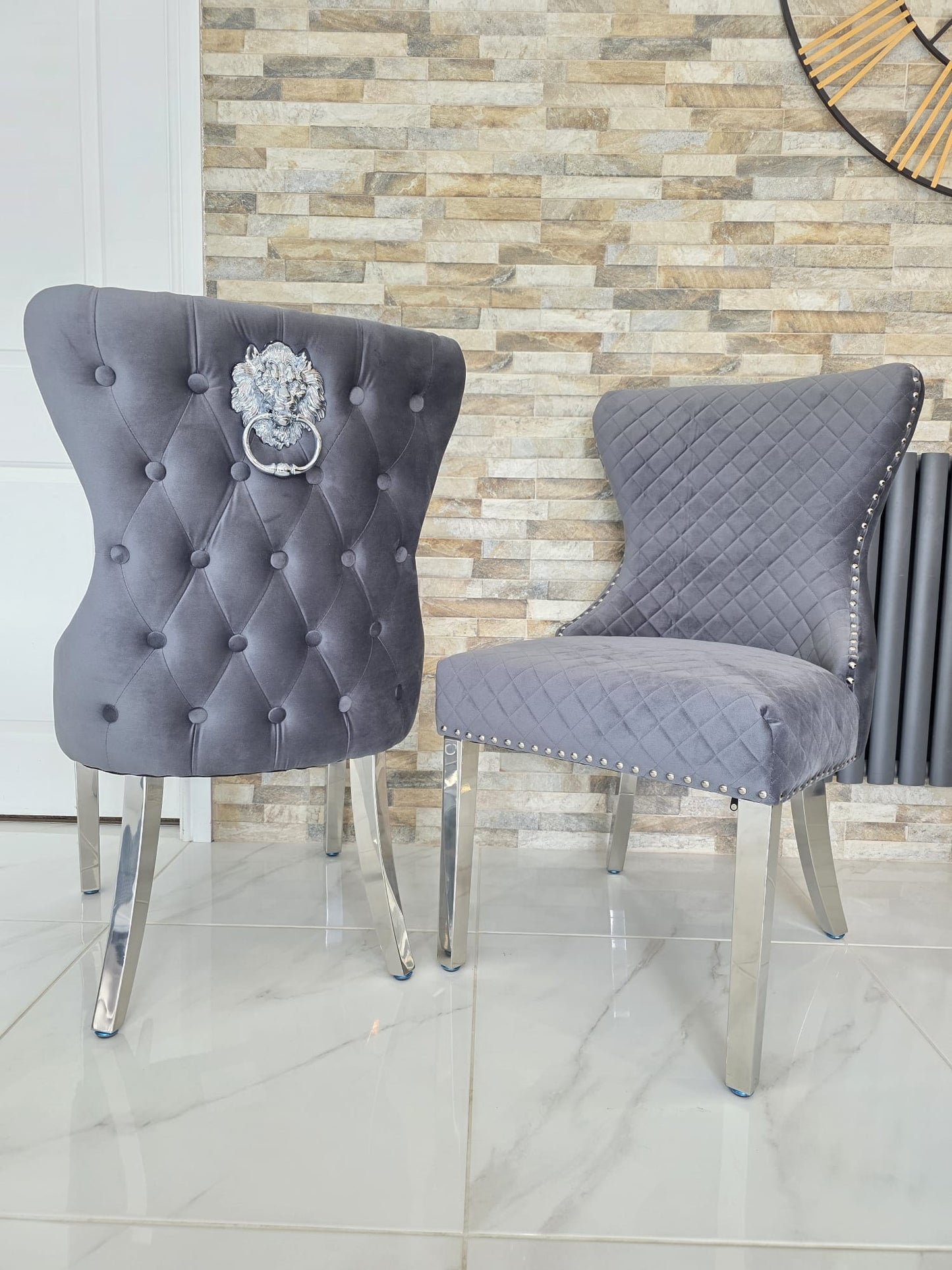 Arianna Rectangle Marble Dining Table Set With Chelsea Chairs