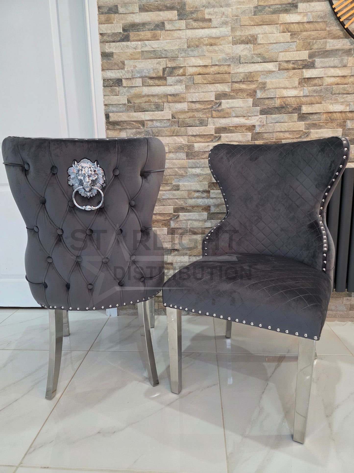 Set of 2 French Velvet Chelsea Button Back Chairs