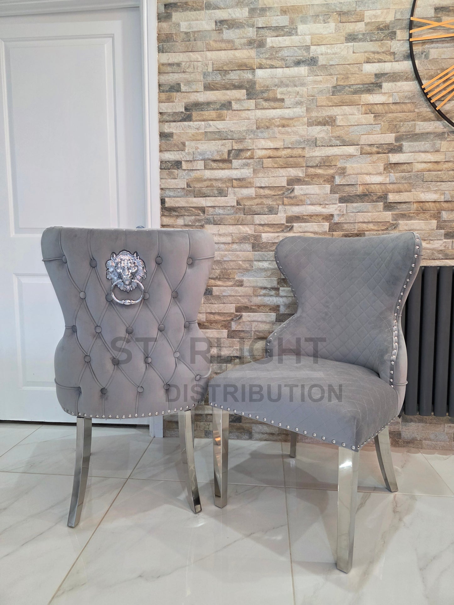 Set of 2 French Velvet Chelsea Button Back Chairs