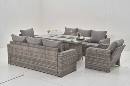 Sienna Recliner Rattan Garden Furniture Set With Firepit Table