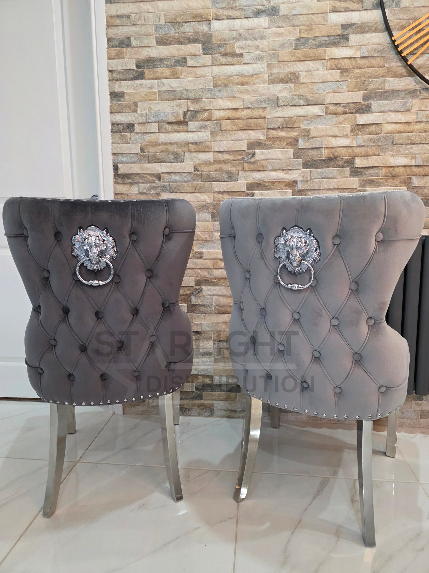 Arianna Rectangle Marble Dining Table Set With Chelsea Chairs