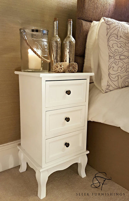 French Style Bedside Cabinet With 3 Drawers – Surface Top & Frame Structure View