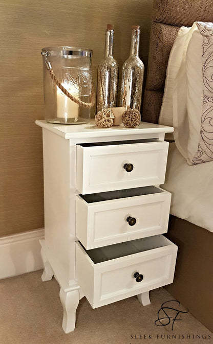 French Style Bedside Cabinet With 3 Drawers – In-Situ Home & Bedroom Decor View