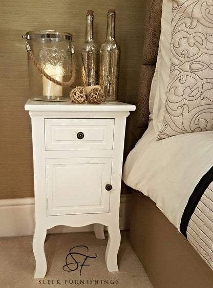 French Style Bedside Cabinet With Drawer & Cupboard – Surface Top & Frame Structure View