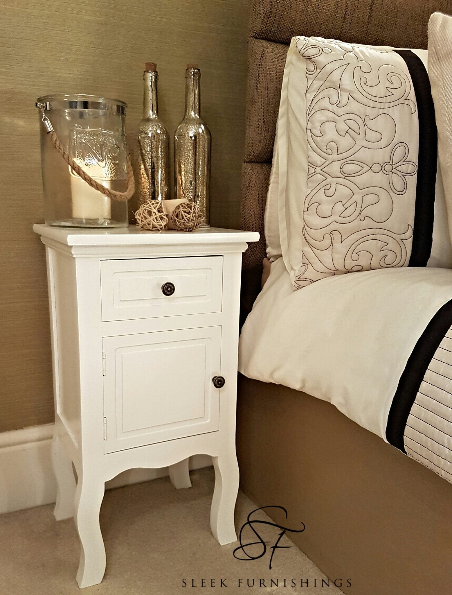French Style Bedside Cabinet With Drawer & Cupboard – Main Product View | Starlight Distribution