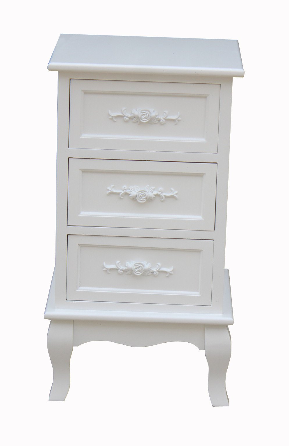 Shabby Chic White Rose Bedside Cabinet Pair With Drawers – In-Situ Home & Bedroom Decor View