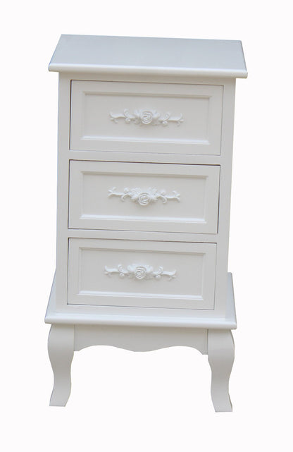 Shabby Chic White Rose Bedside Cabinet Pair With Drawers – In-Situ Home & Bedroom Decor View