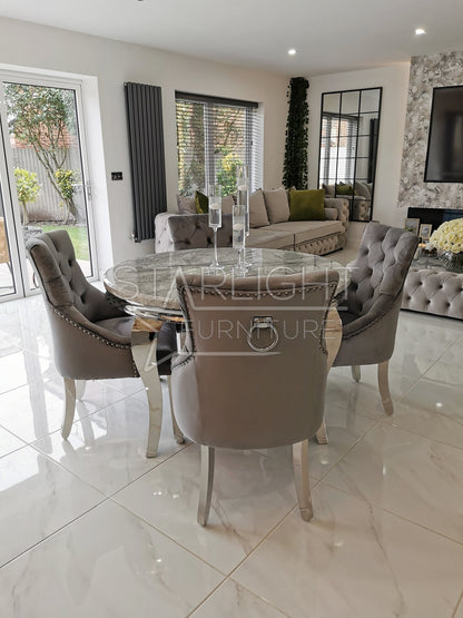 Alexander Marble Round Dining Table Set