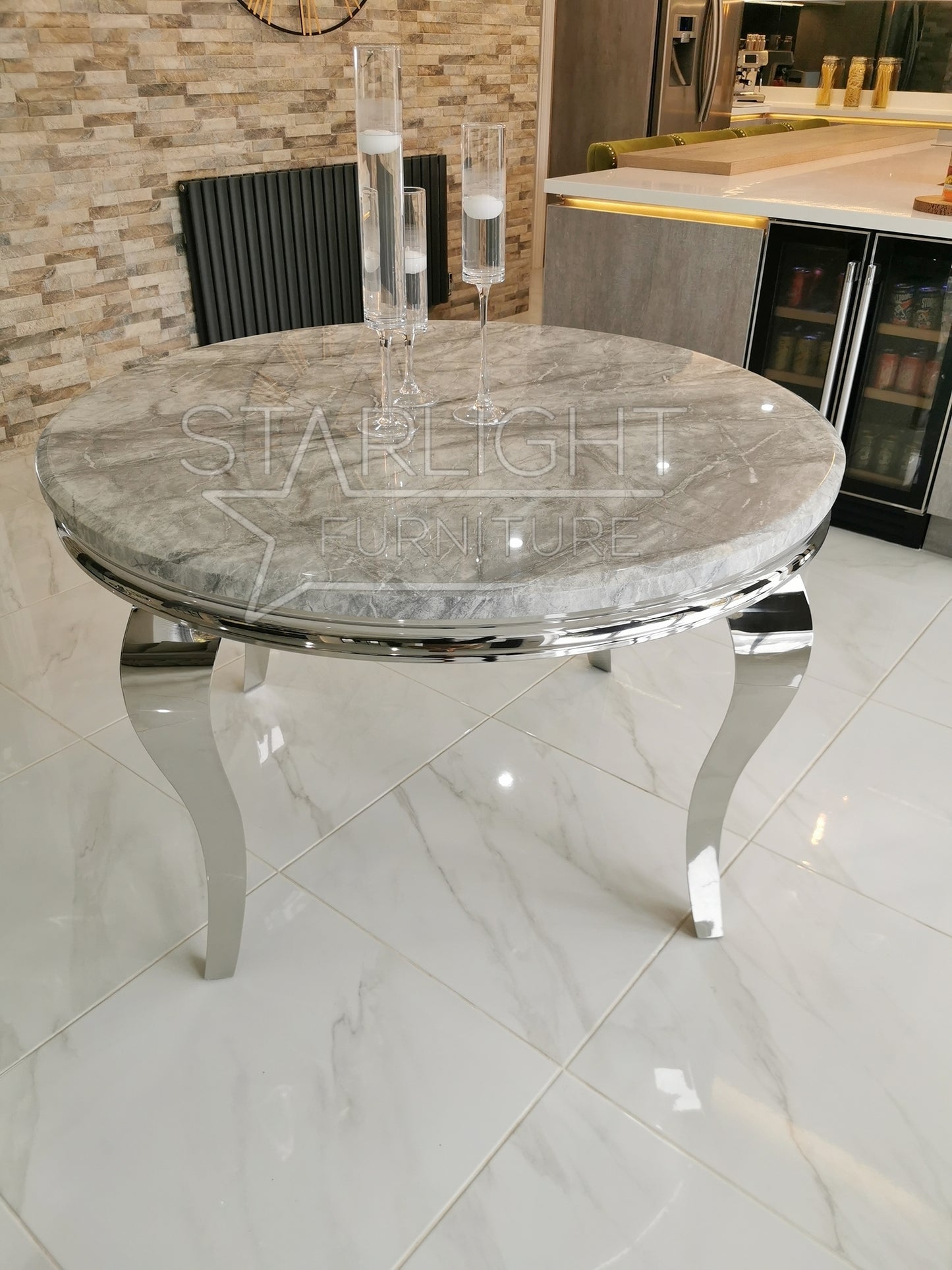 Alexander Marble Round Dining Table Set