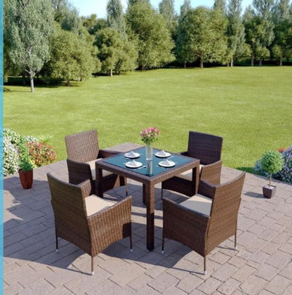 Kansas 4 Seater Rattan Dining Set – Close Up Cushion & Material Texture Detail