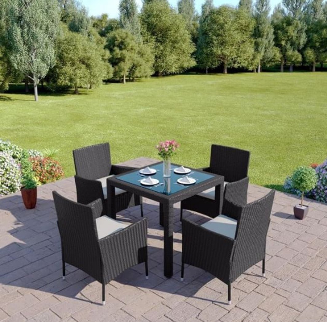 Kansas 4 Seater Rattan Dining Set – Patio Layout & Full Set View | Starlight Distribution